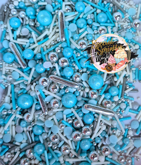 Sprinkles azul claro,blanco y plata