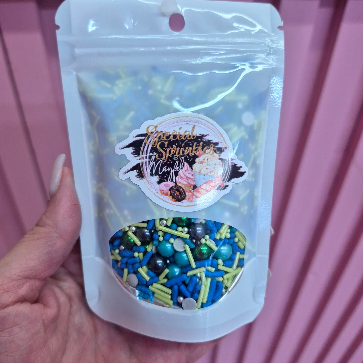 Sprinkles azul royal,verde ynegro