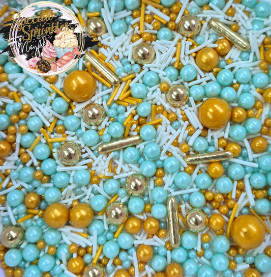 Sprinkles menta, oro y blanco