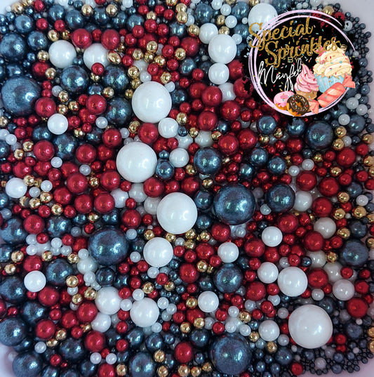 Perlas blancas,negras ,rojo y oro
