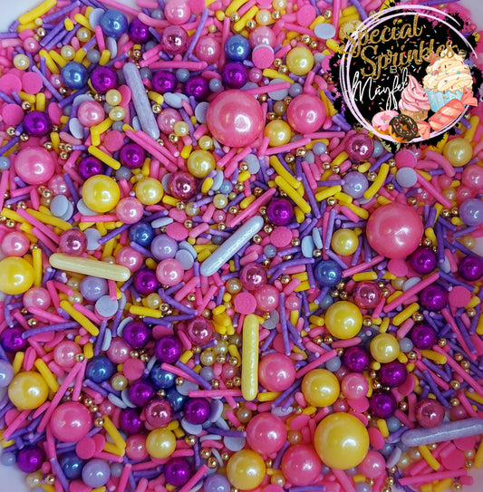 Sprinkles amarillo, rosa y violeta