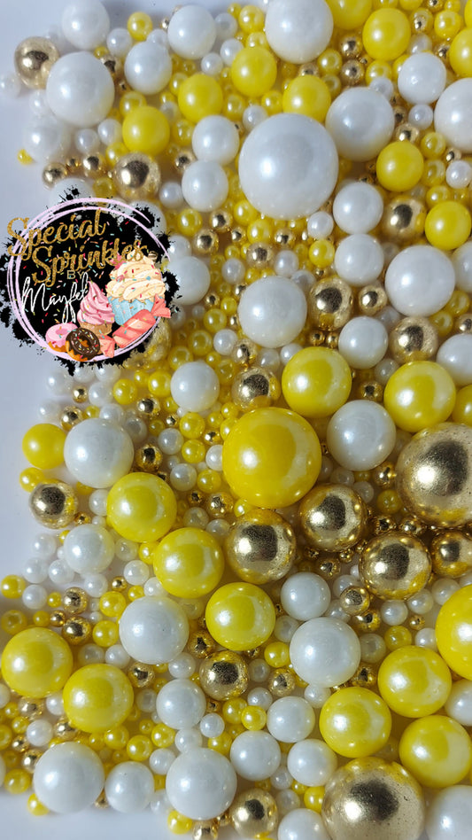 Perlas mixtas amarillas,blancas y oro