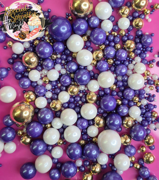 Perlas violeta, oro y blanco