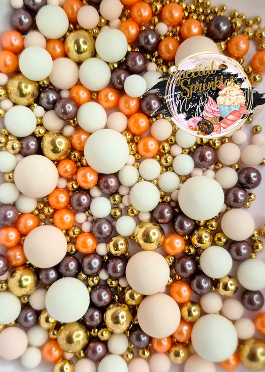 Perlas naranja,rosita clarito,oro,blanco y marrón