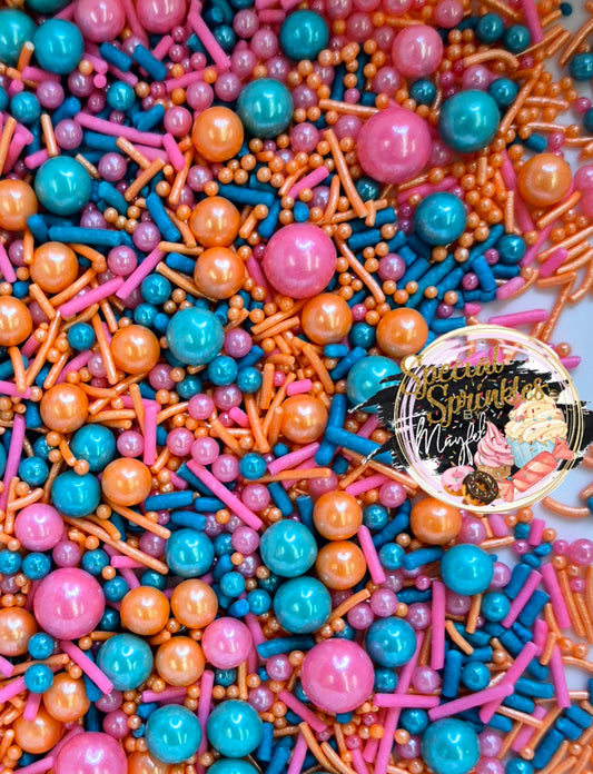 Sprinkles naranja, turquesa y rosa