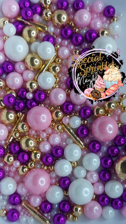 Perlas violeta,rosa y blanco