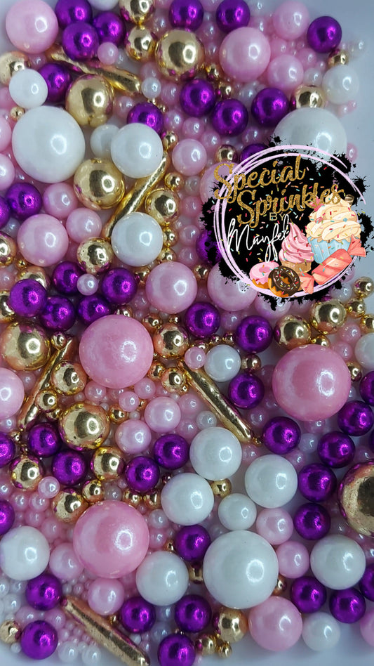 Perlas violeta,rosa y blanco