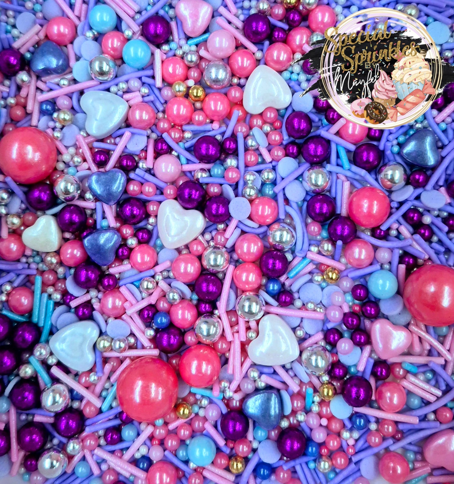 Sprinkles de corazones rosa y violeta