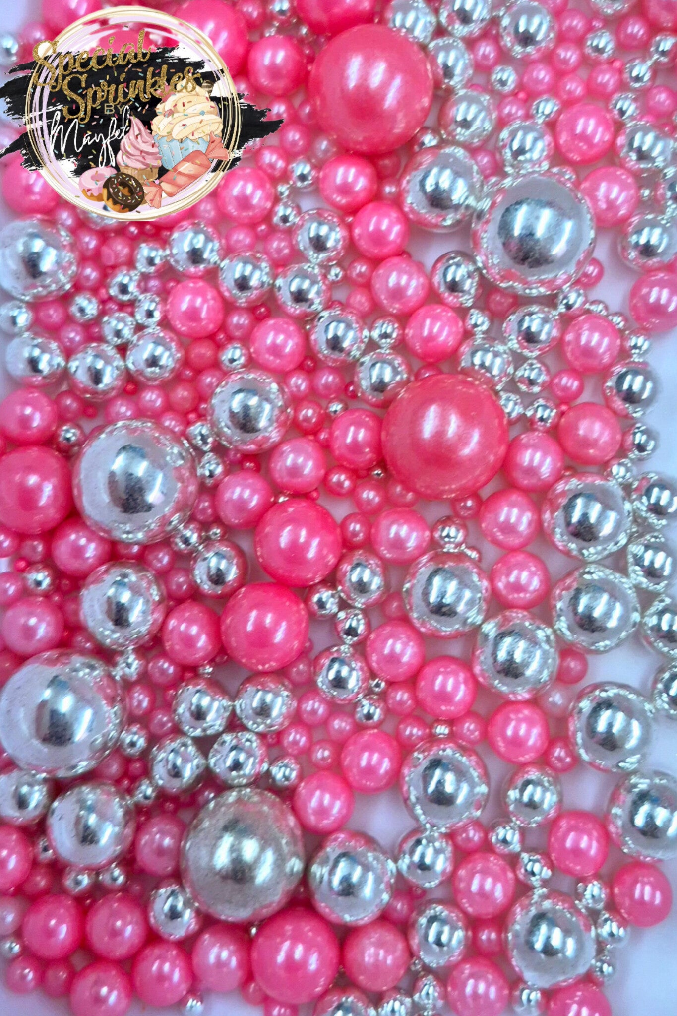 Perlas mixtas hot pink y plata