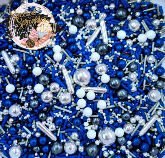 Sprinkles azul royal,negro,plata y blanco