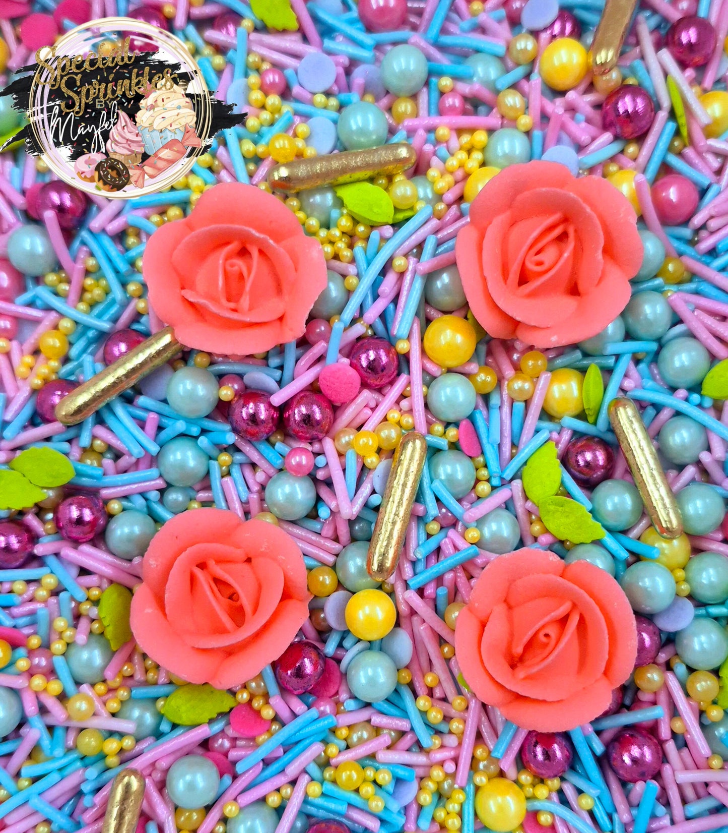 Sprinkles de rosas coral