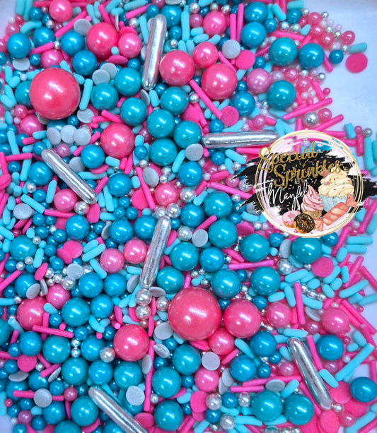 Sprinkles turquesa y hot pink