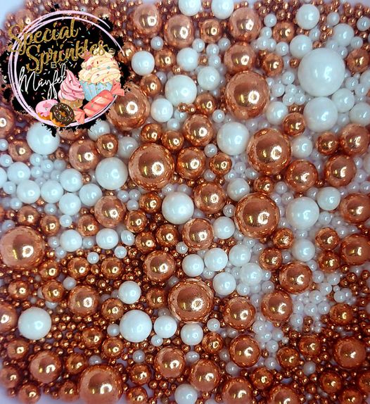 Perlas rose gold y blanco