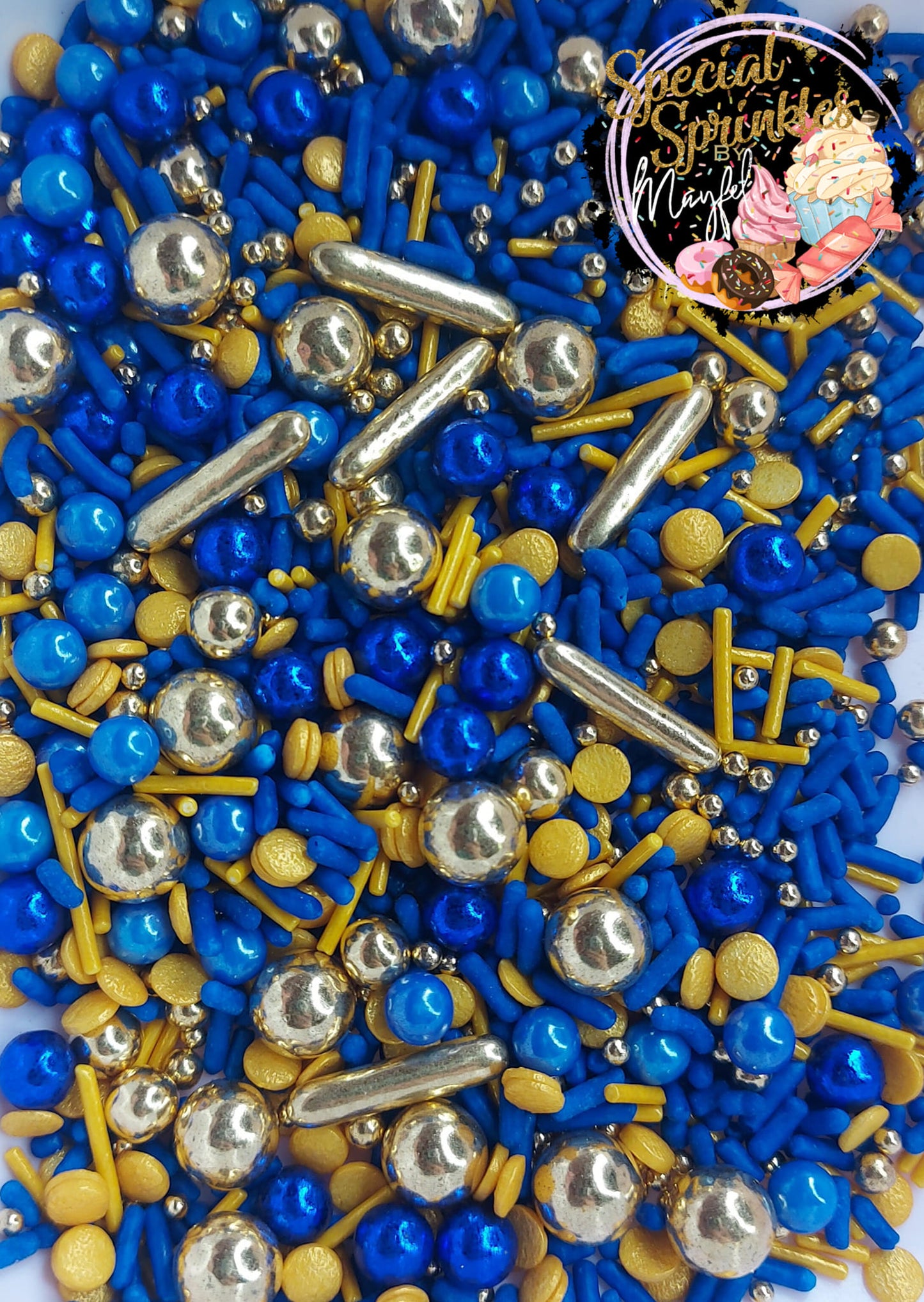 Sprinkles azul royal y oro